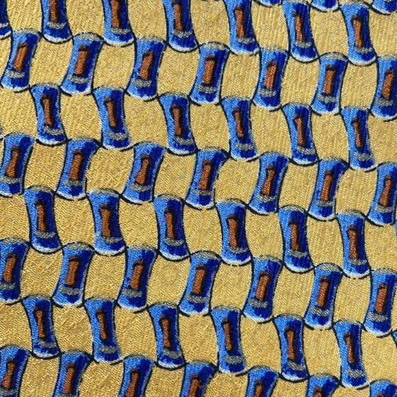 Lands’ End Yellow Blue Orange Men’s Silk Tie - Picture 4 of 6